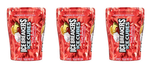 Ice Breakers Ice Cubes Fruit Punch Sugar-Free Gum 3.24oz Bottles — 3-Pack
