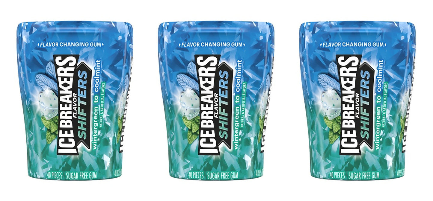 Ice Breakers Flavor Shifters Wintergreen to Cool Mint Sugar-Free Gum 3.24oz Bottles — 3-Pack