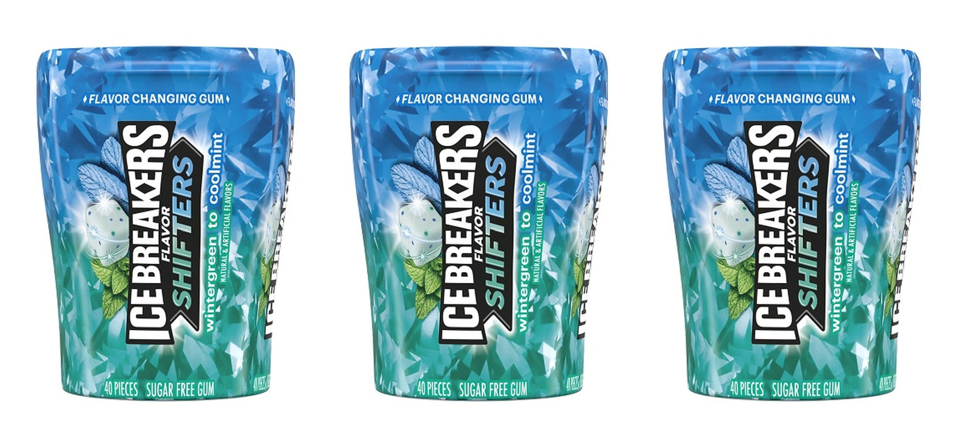 Ice Breakers Flavor Shifters Wintergreen to Cool Mint Sugar-Free Gum 3.24oz Bottles — 3-Pack