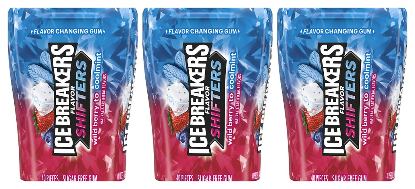 Ice Breakers Flavor Shifters Wild Berry to Coolmint Gum 3.24oz Bottles — 3-Pack