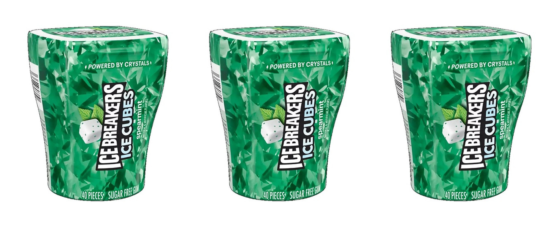 Ice Breakers Ice Cubes Spearmint Sugar-Free Gum 3.24oz Bottles — 3-Pack