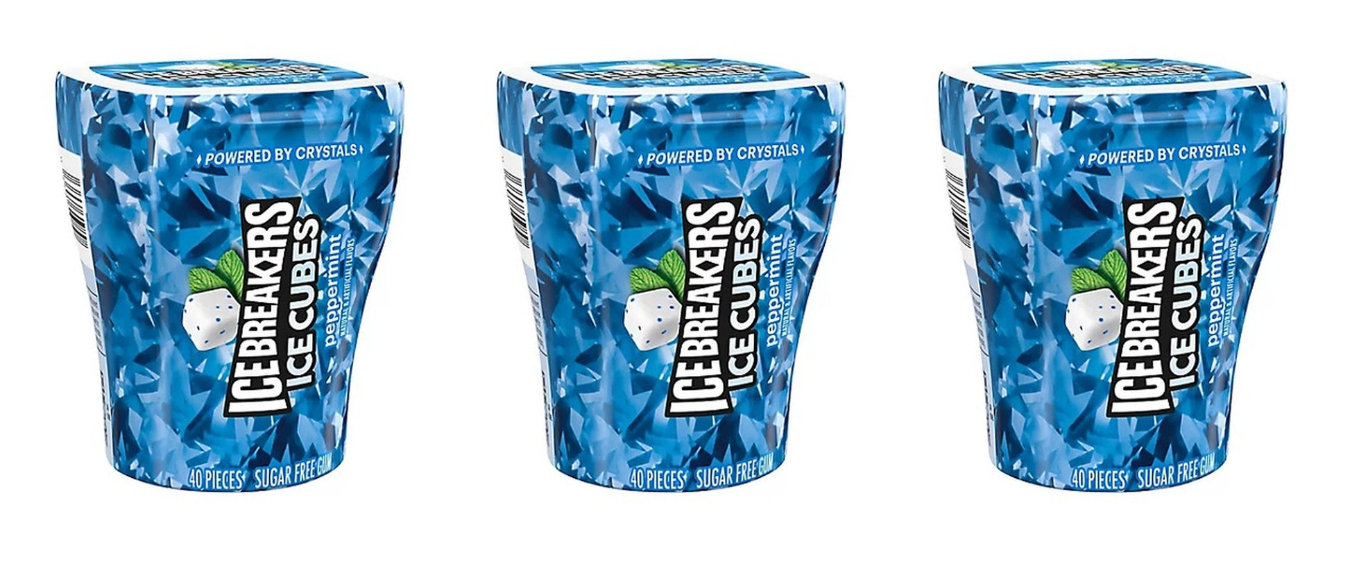 Ice Breakers Ice Cubes Peppermint Sugar-Free Gum 3.24oz Bottles — 3-Pack