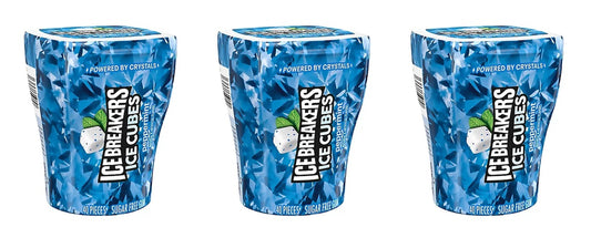 Ice Breakers Ice Cubes Peppermint Sugar-Free Gum 3.24oz Bottles — 3-Pack