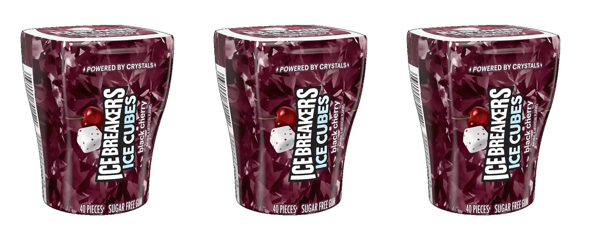 Ice Breakers Ice Cubes Black Cherry Sugar-Free Gum 3.24oz Bottles — 3-Pack