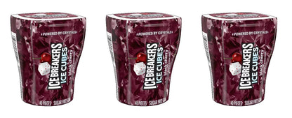 Ice Breakers Ice Cubes Black Cherry Sugar-Free Gum 3.24oz Bottles — 3-Pack