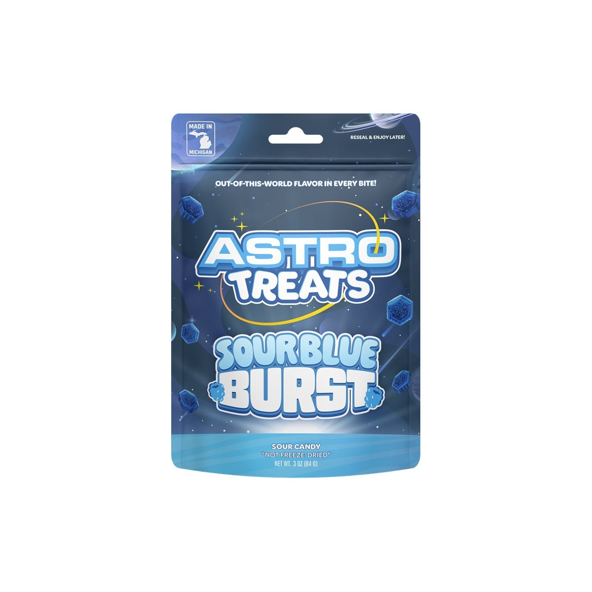 Astro Treats Sour Blue Burst 3oz pack — full package