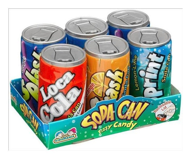 Kidsmania Soda Can Fizzy Candy Six-Pack 1.48oz — Box of 12