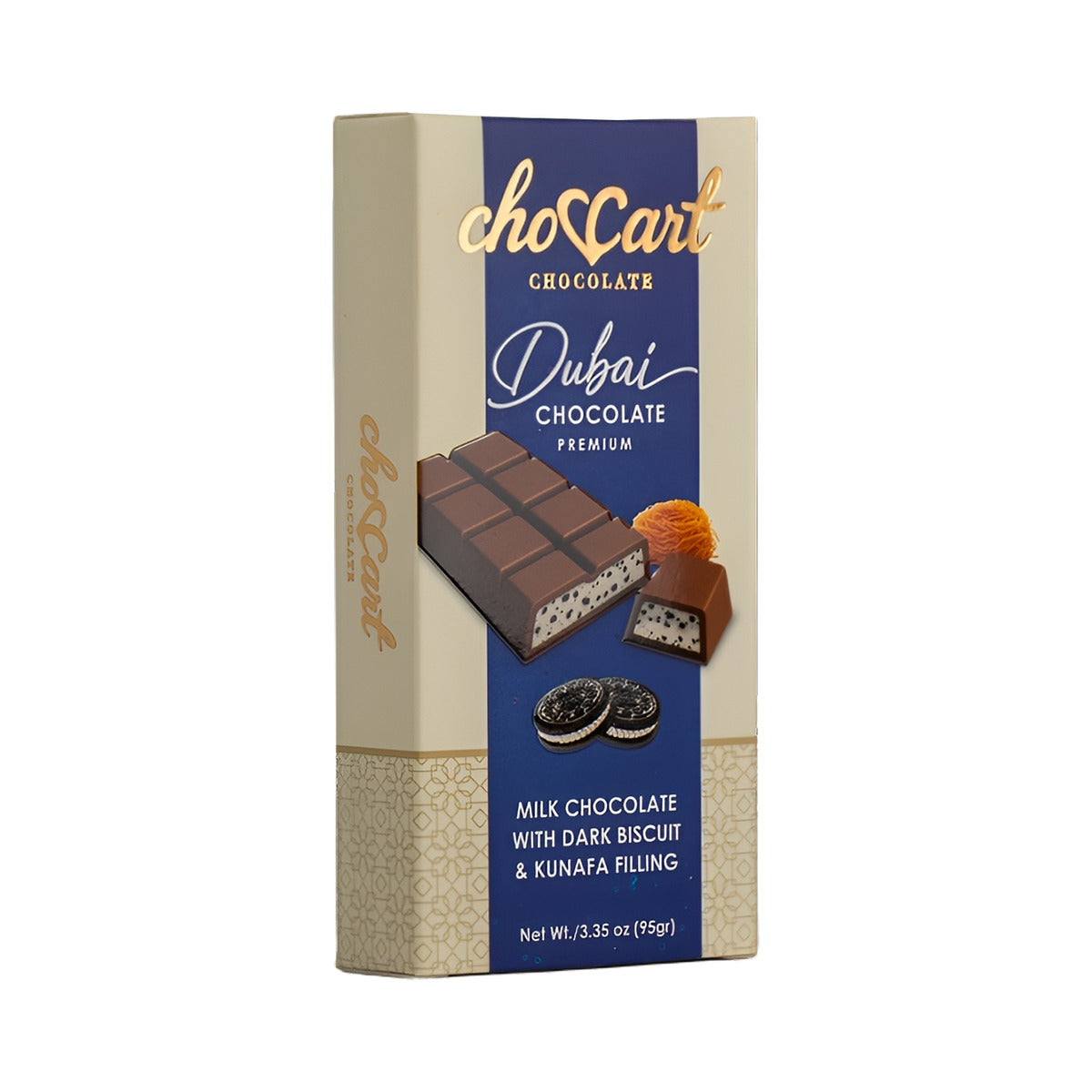 ChoCart Dubai Bar Dark Biscuit Kunafa 3.35oz pack — full package
