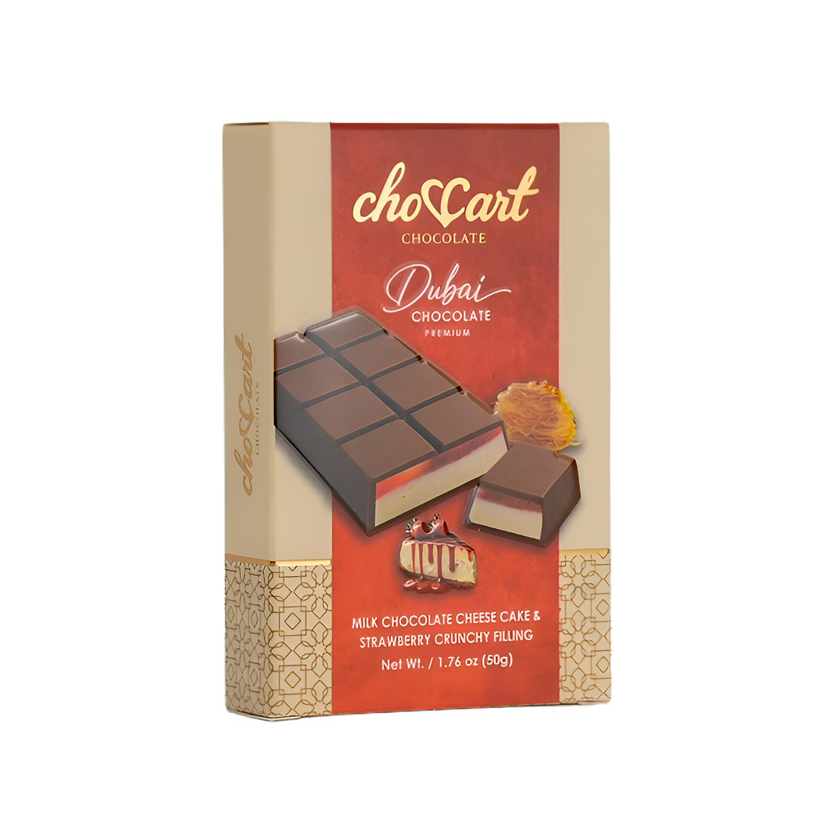 ChoCart Dubai Bar Strawberry Cheesecake 1.76oz pack — full package
