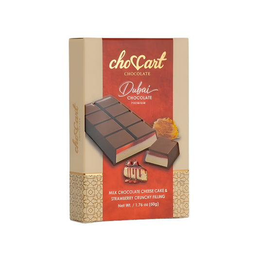 ChoCart Dubai Bar Strawberry Cheesecake 1.76oz pack — full package