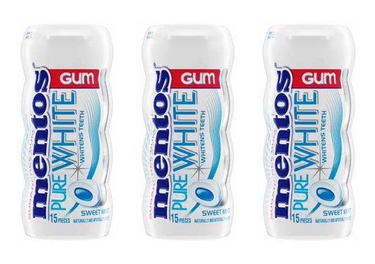Mentos Pure Fresh Sweet Mint Sugar-Free Gum 15pc Bottles (1.06oz) — 3-Pack