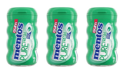 Mentos Pure Fresh Spearmint Sugar-Free Gum 3.53oz Bottles (50 Pieces) — 3-Pack