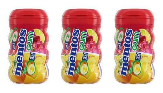 Mentos Red Fruit & Lime Sugar-Free Gum 3.53oz Bottles (50 Pieces) — 3-Pack