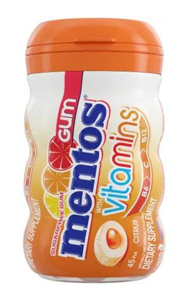 Mentos Vitamins Citrus Sugar-Free Gum 3.18oz Bottles (45 Pieces) — pack