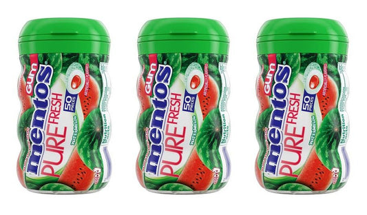 Mentos Pure Fresh Watermelon Sugar-Free Gum 3.53oz Bottles (50 Pieces) — 3-Pack