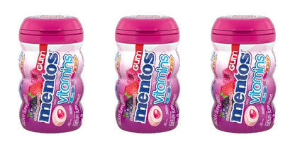 Mentos Vitamins Berry Sugar-Free Gum 3.18oz Bottles (45 Pieces) — 3-Pack