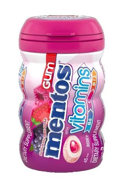 Mentos Vitamins Berry Sugar-Free Gum 3.18oz Bottles (45 Pieces) — pack