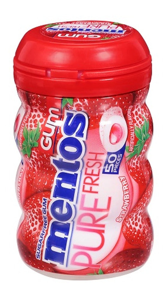Mentos Pure Fresh Strawberry Sugar-Free Gum 3.53oz Bottles (50 Pieces) — pack