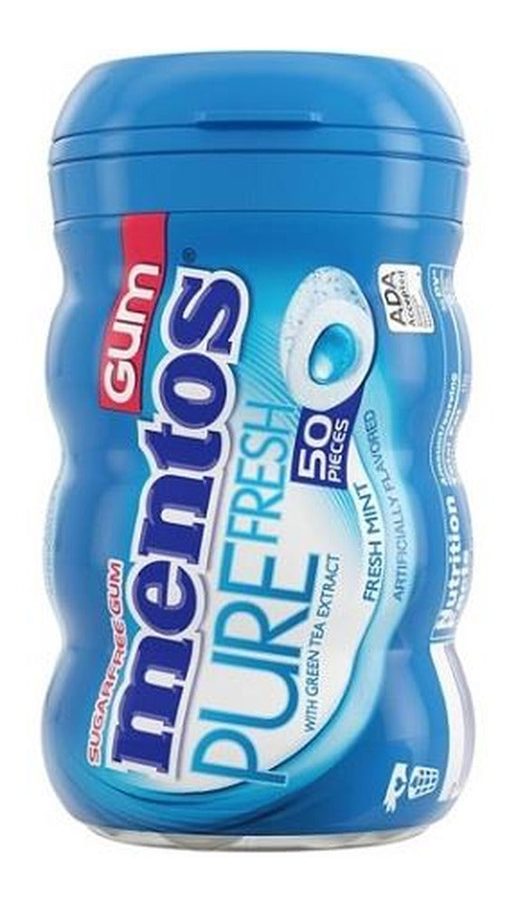 Mentos Pure Fresh Mint Sugar-Free Gum 3.53oz Bottles (50 Pieces, 4-Count Box) — pack