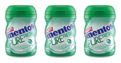 Mentos Pure Fresh Spearmint Sugar-Free Gum 10pc Mini Bottles (0.7oz) — 3-Pack