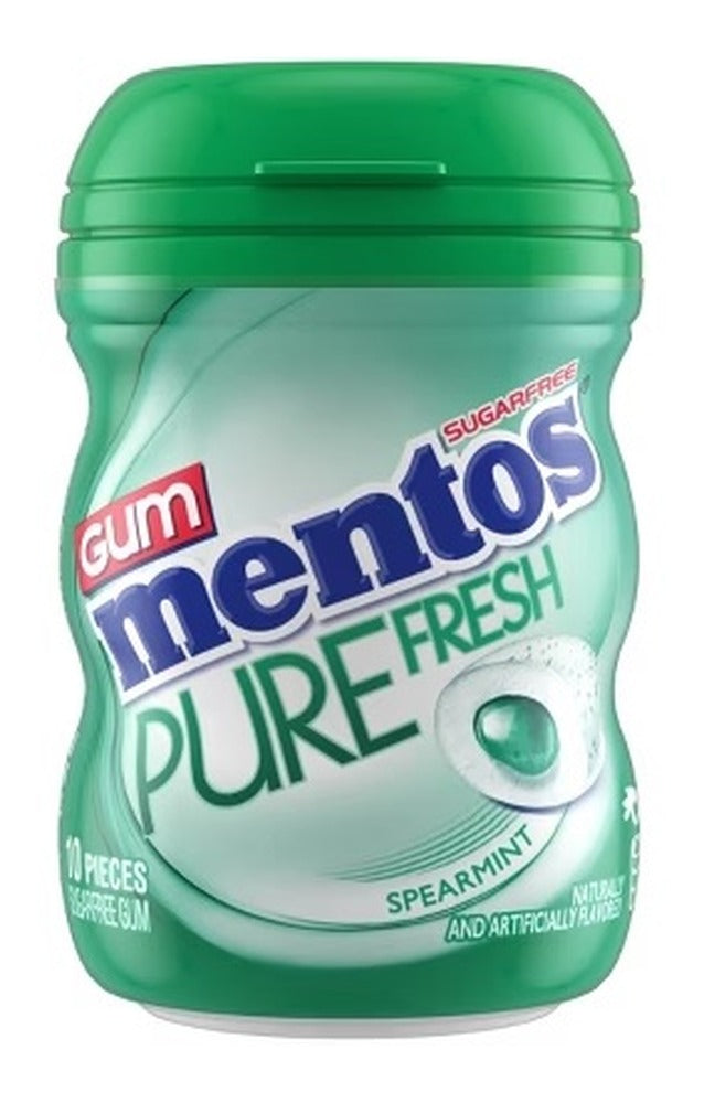 Mentos Pure Fresh Spearmint Sugar-Free Gum 10pc Mini Bottles (0.7oz) — pack