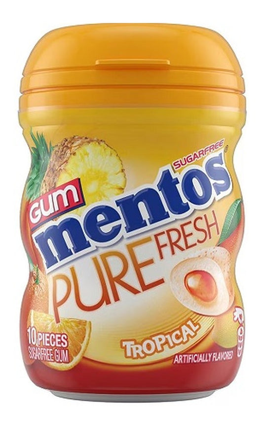 Mentos Pure Fresh Tropical Sugar-Free Gum 10pc Mini Bottles (0.7oz) — pack