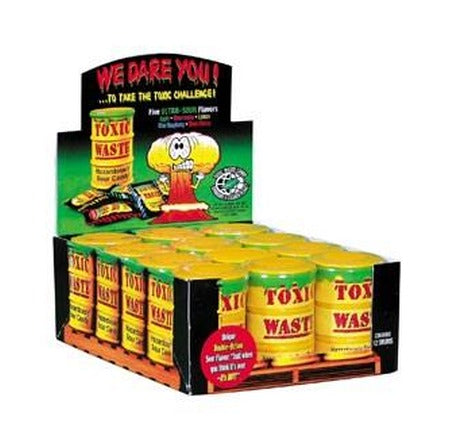 Toxic Waste Sour Candy Yellow Drum 1.7oz — Box of 12