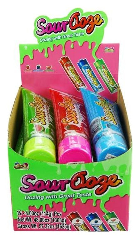 Kidsmania Sour Ooze Candy Tubes 4oz — Box of 12