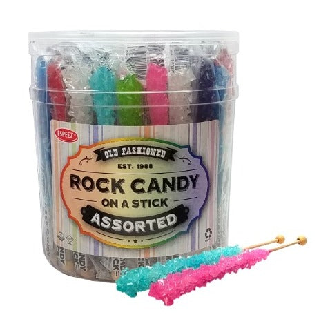 Rock Candy on a Stick Assorted 22g — Jar of 36