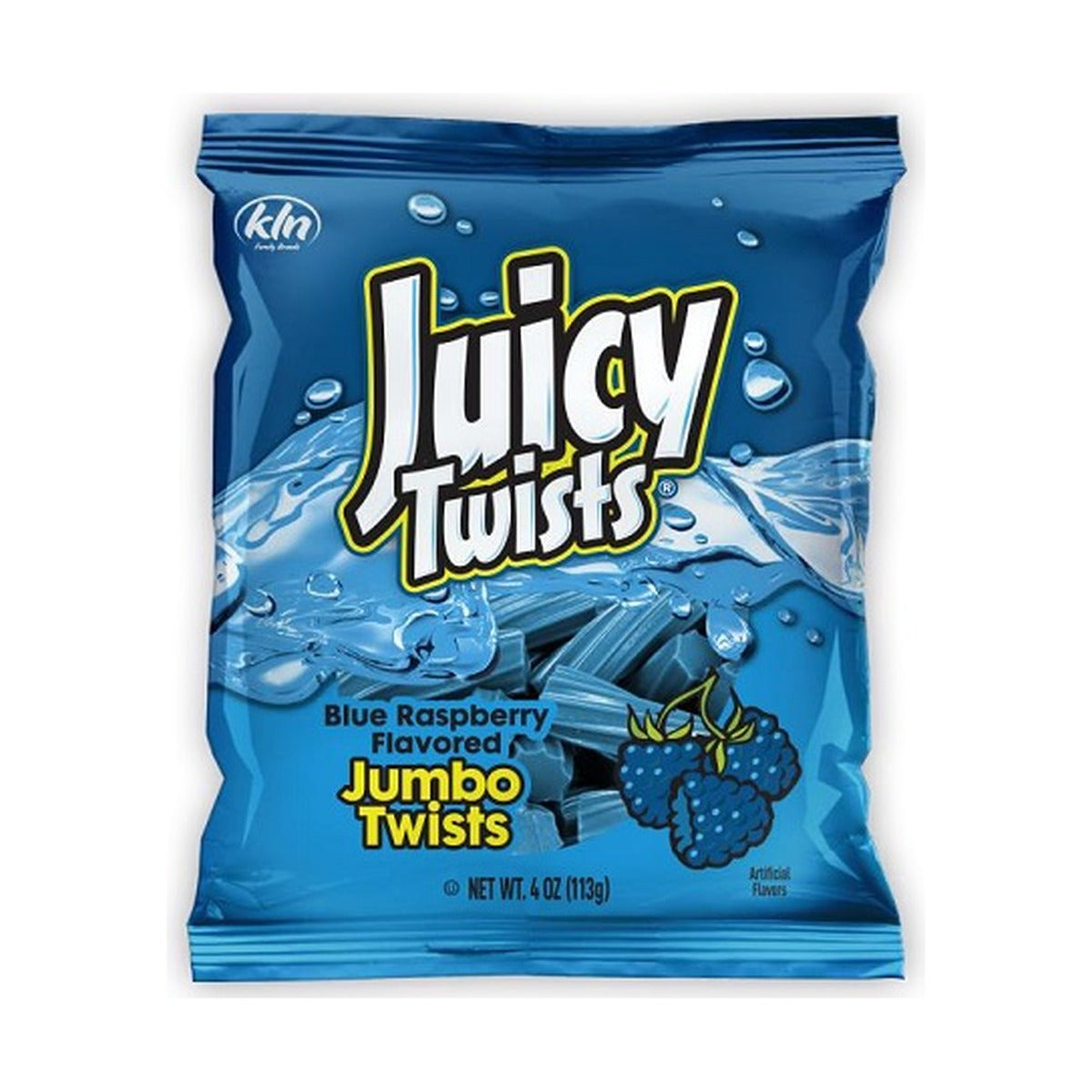 Juicy Twists Blue Raspberry 4oz Peg Bag pack — full package