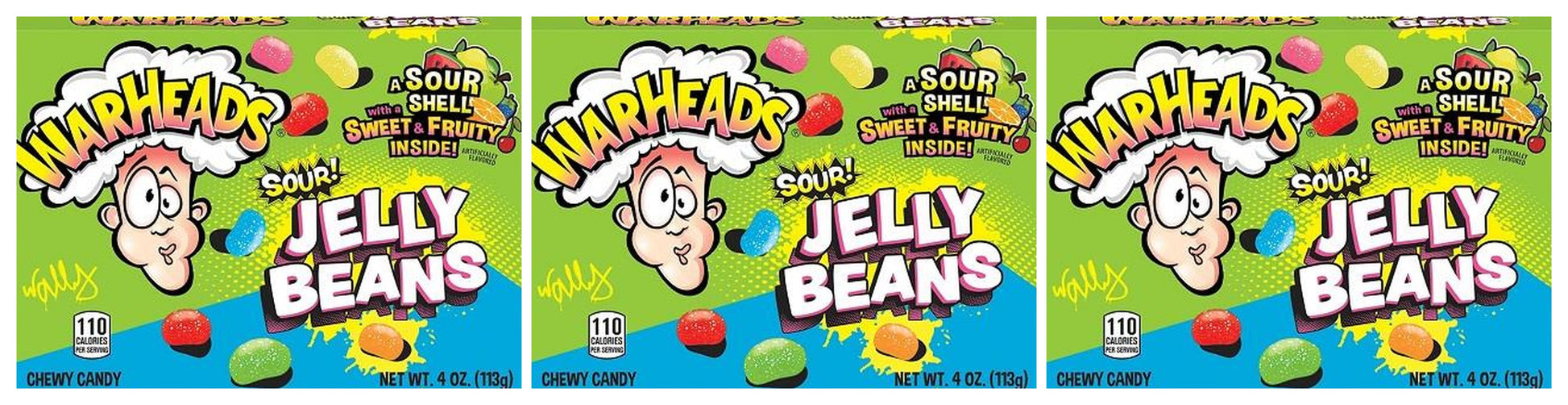 Warheads Sour Jelly Beans 4oz Boxes — 3-Pack