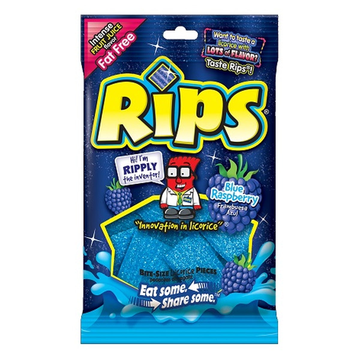 Rips Bites Blue Raspberry 4oz Peg Bag pack — full package