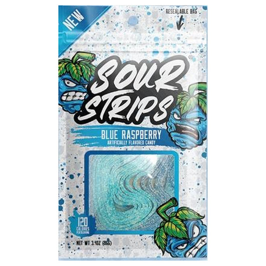 Sour Strips Blue Raspberry 3.4oz Peg Bag pack — full package