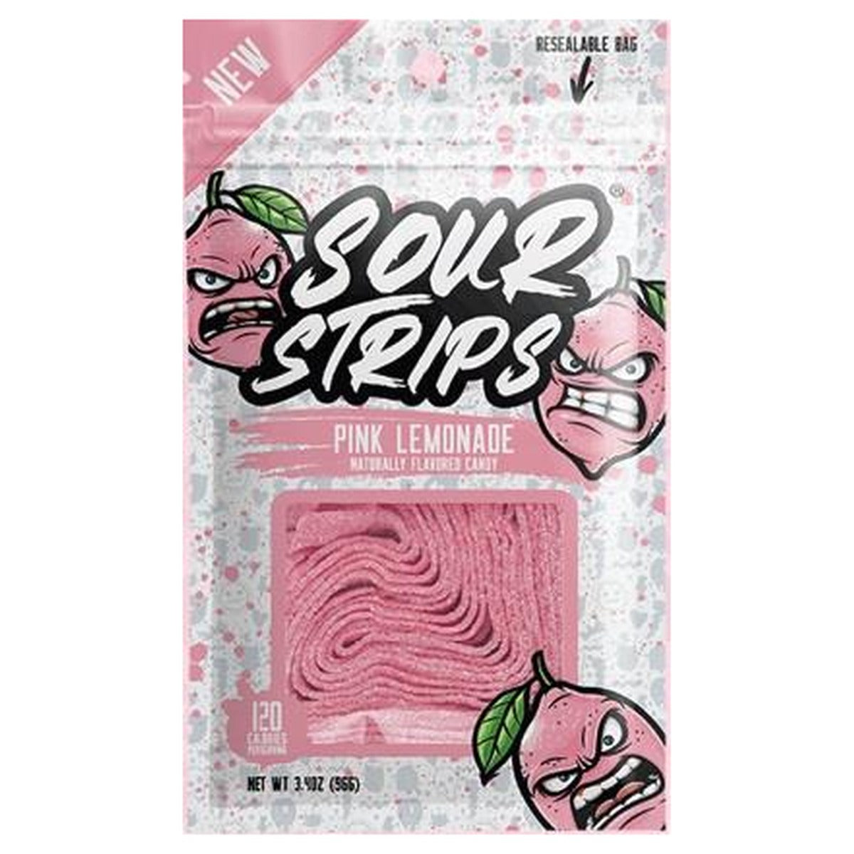 Sour Strips Pink Lemonade 3.4oz Peg Bag pack — full package