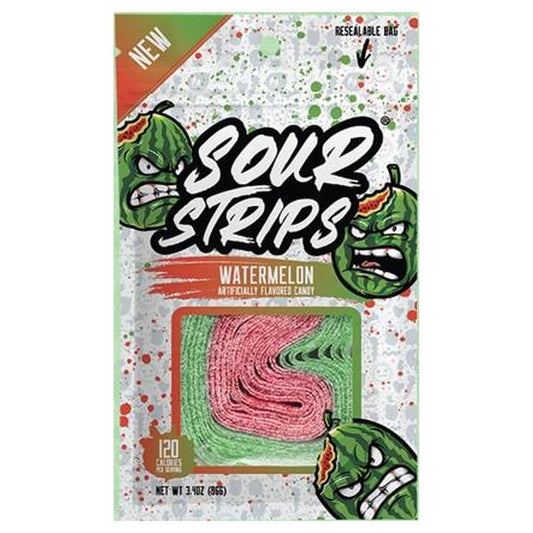 Sour Strips Watermelon 3.4oz Peg Bag pack — full package