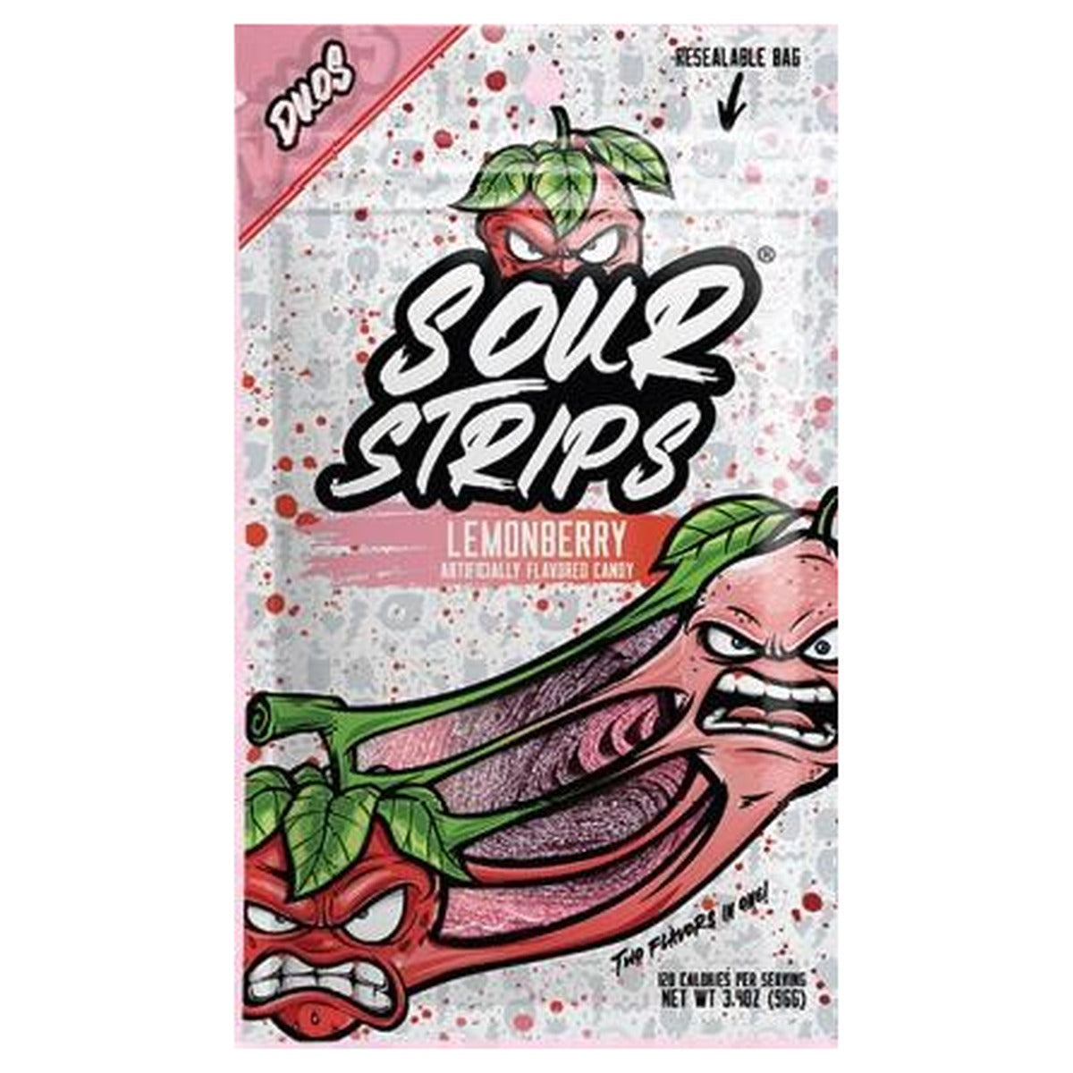 Sour Strips Lemonberry 3.4oz Peg Bag pack — full package