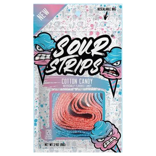 Sour Strips Cotton Candy 3.4oz Peg Bag pack — full package