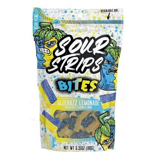 Sour Strips Bites Blue Razz Lemonade 6.35oz Peg Bag pack — full package