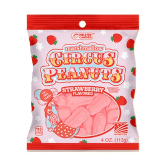 Melster Circus Peanuts Strawberry Peg 4oz 10ct pack — full package
