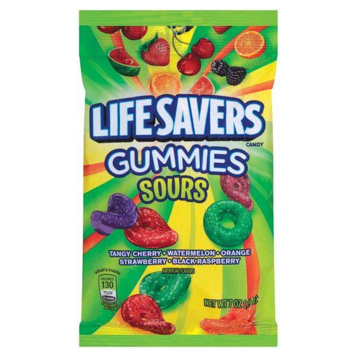 Life Savers Gummies Sours 7oz Peg Bag pack — full package