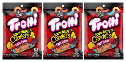 Trolli Sour Brite Crawlers Fruit Punch 3.4oz Bags — 3-Pack