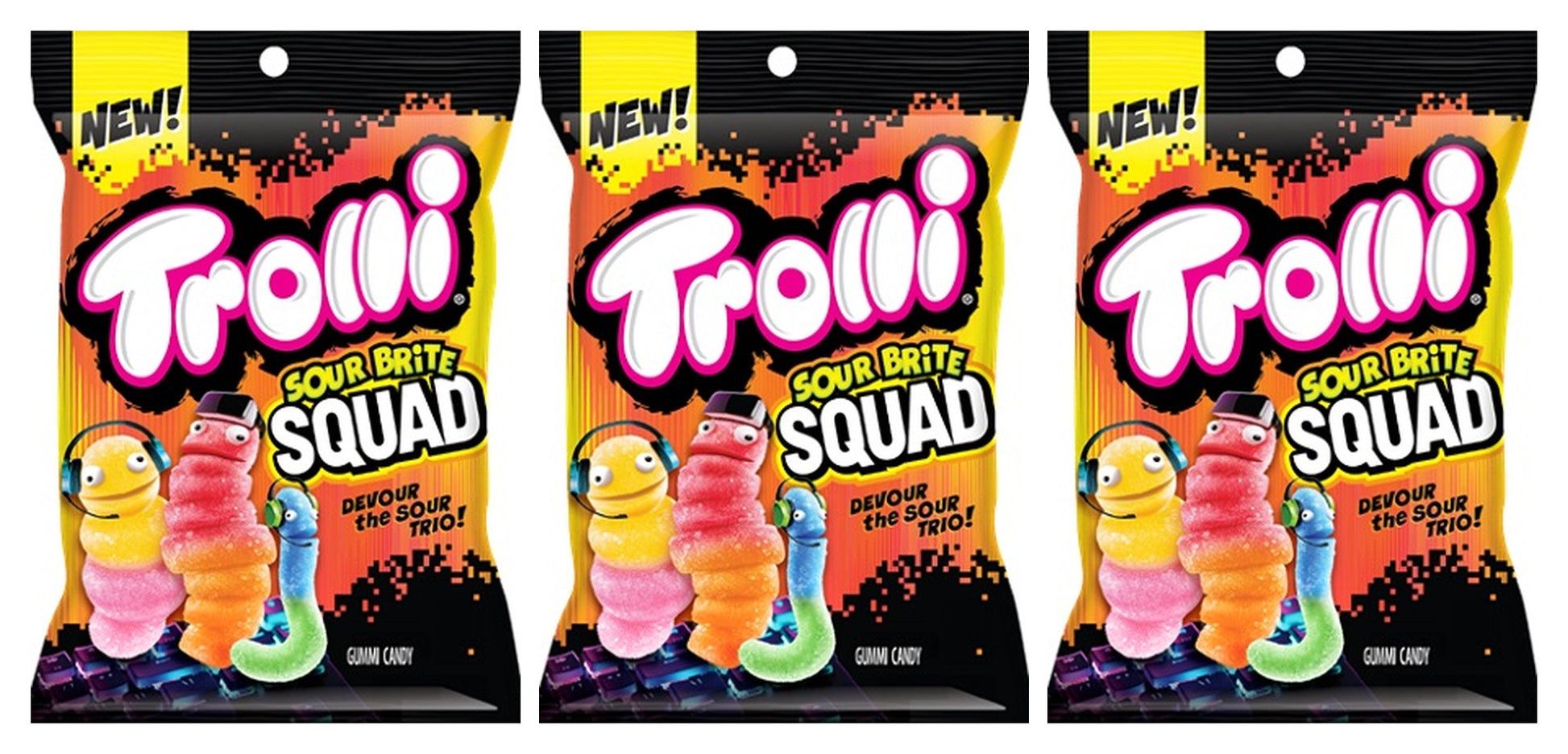 Trolli Sour Brite Squad 4.25oz Bags — 3-Pack