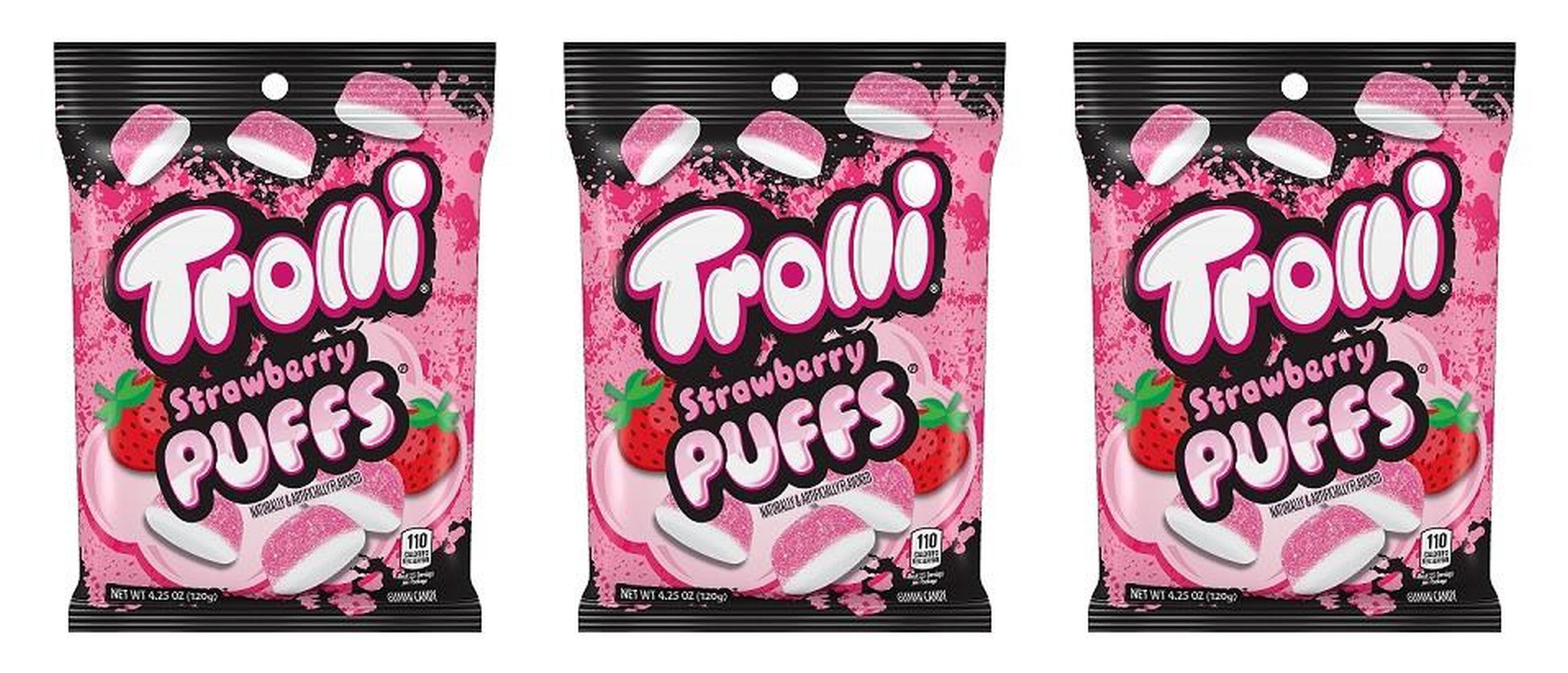 Trolli Strawberry Puffs 4.25oz Bags — 3-Pack