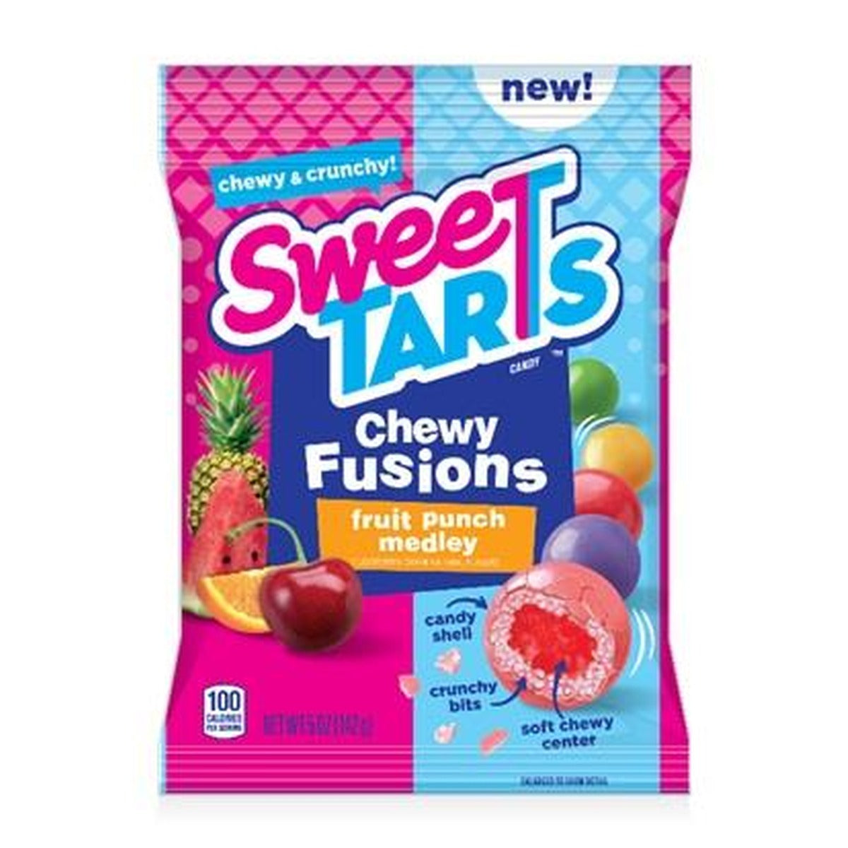 SweeTARTS Chewy Fusions Fruit Punch 5oz Peg Bag pack — full package