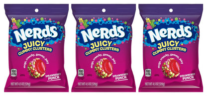 Nerds Juicy Gummy Clusters Strawberry Punch 4.5oz Peg Bags — 3-Pack