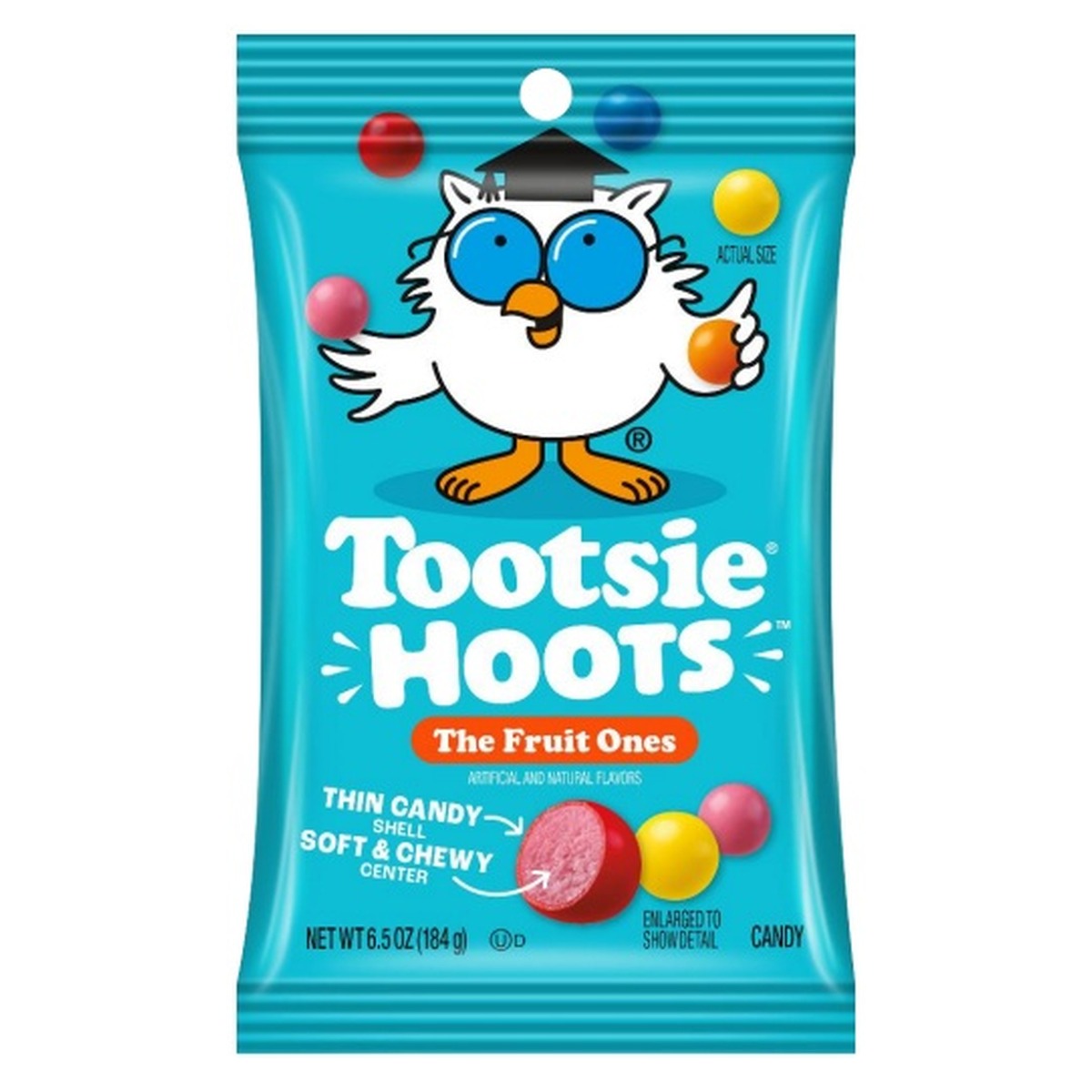 Tootsie Hoots The Fruit Ones 6.5oz Peg Bag pack — full package