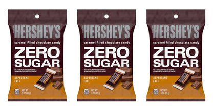 Hershey's Zero Sugar Caramel Filled Chocolate Candy 3oz Bags — 3-Pack