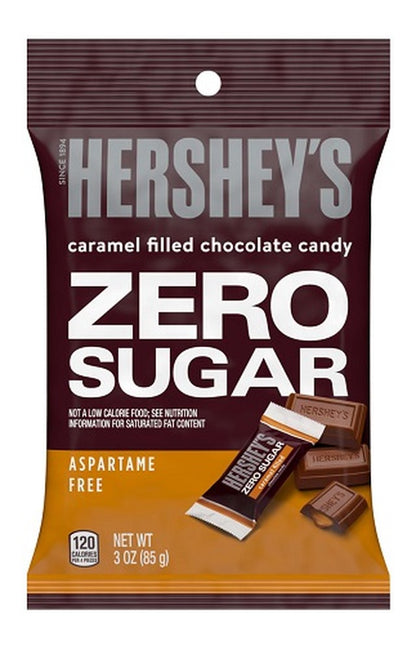 Hershey's Zero Sugar Caramel Filled Chocolate Candy 3oz Bags — pack