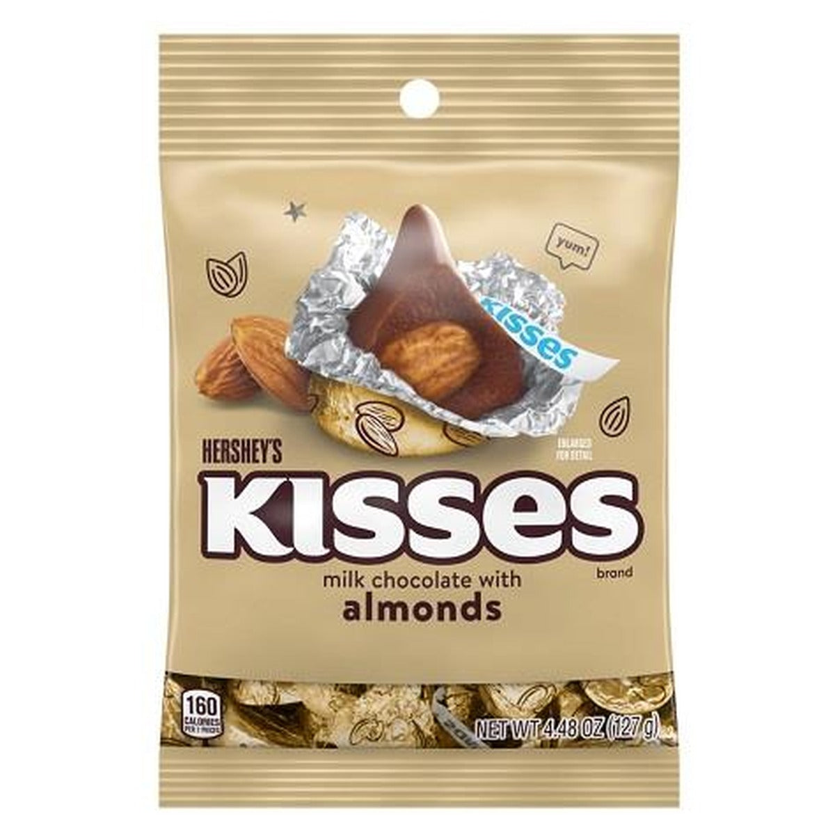 Hershey's Kisses Almond Peg Bag 4.48oz pack — full package