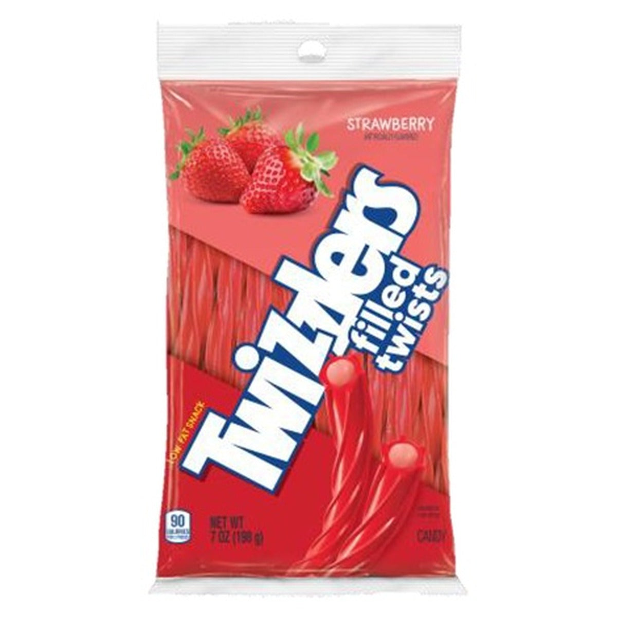 Twizzlers Filled Twists Strawberry 7oz Peg Bag pack — full package